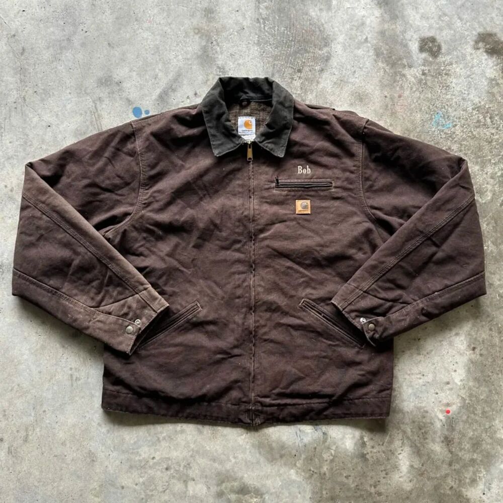 Vintage 2007 Carhartt J97 DKB Dark Brown Blanket Lined Detroit Jacket Size XL